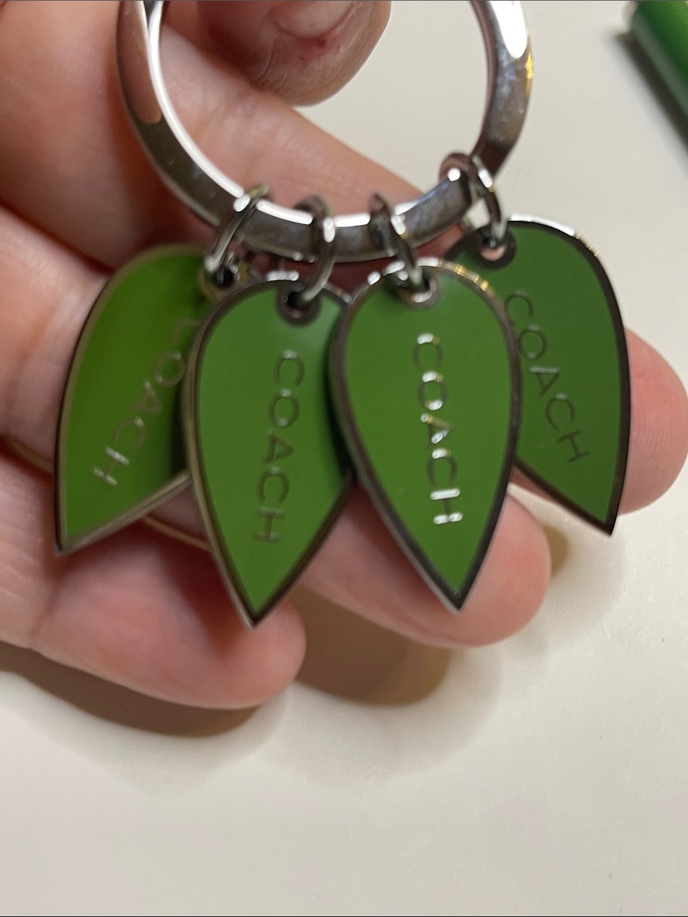 COACH Green Enamel Leaf Keyring and Coach Pen - Picture 2 of 7